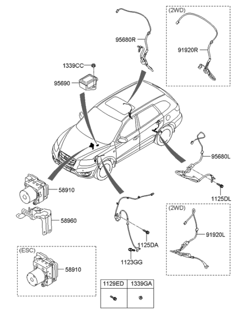 2009 Hyundai Santa Fe New Body Style Hydraulic Module Diagram