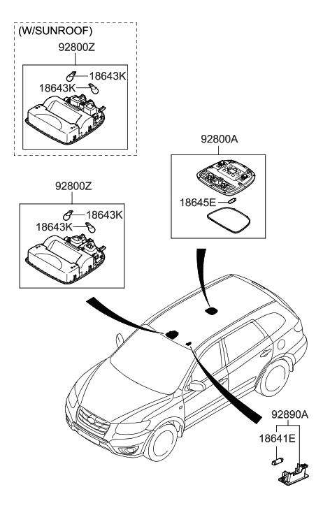 2009 Hyundai Santa Fe New Body Style Room Lamp Diagram