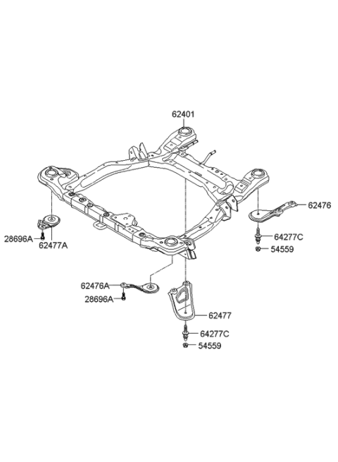 2010 Hyundai Santa Fe Crossmember Complete Diagram for 62400-0W500