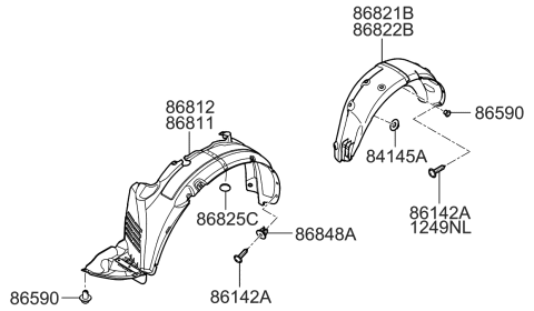 2009 Hyundai Santa Fe Wheel Gaurd Diagram