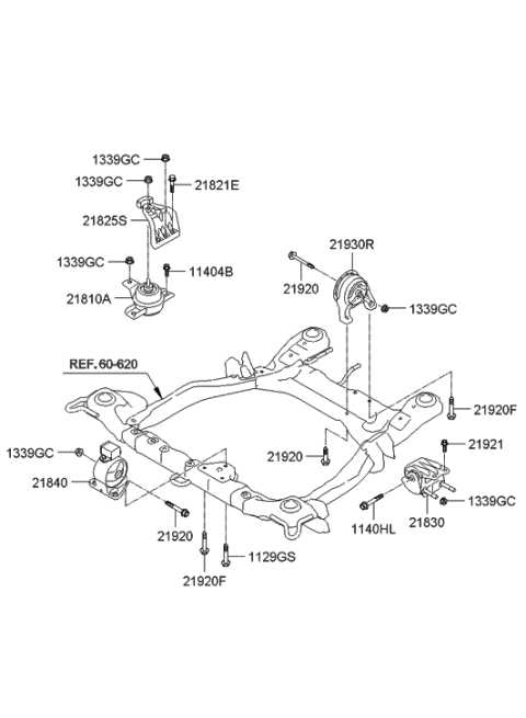2009 Hyundai Santa Fe New Body Style Engine & Transaxle Mounting Diagram 2