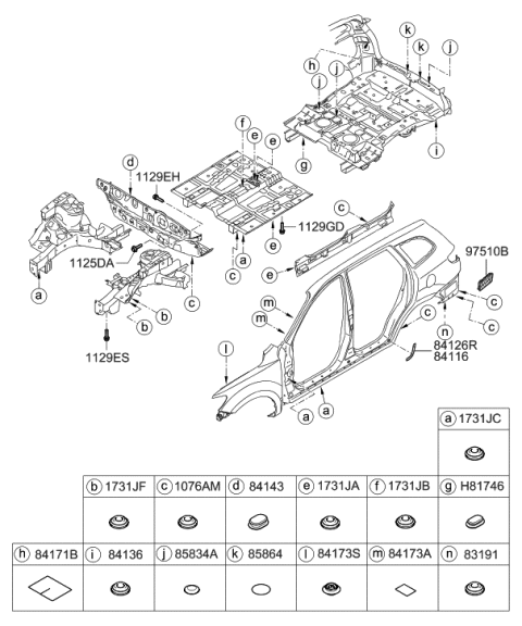 2009 Hyundai Santa Fe New Body Style Isolation Pad & Plug Diagram 2