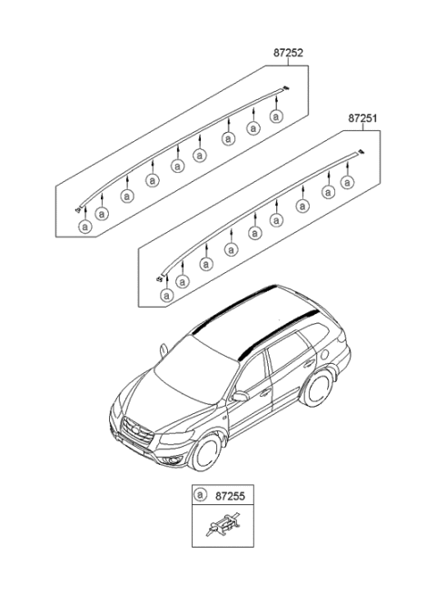 2009 Hyundai Santa Fe Roof Garnish & Rear Spoiler Diagram 1