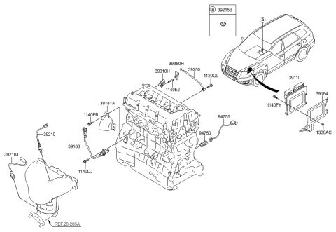 2009 Hyundai Santa Fe New Body Style Electronic Control Diagram 1