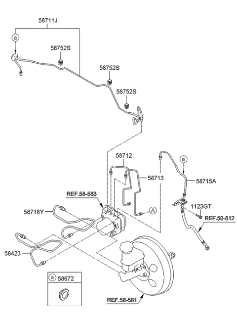 2009 Hyundai Santa Fe New Body Style Brake Fluid Line Diagram 1