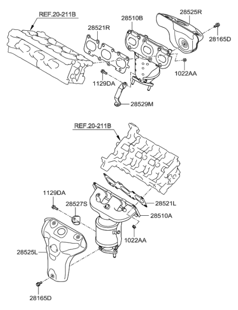 2009 Hyundai Santa Fe Protector-Heat Upper Diagram for 28525-2G100