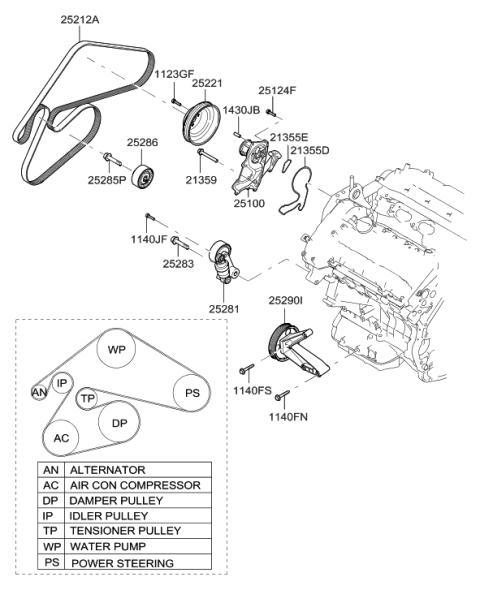 2009 Hyundai Santa Fe Coolant Pump Diagram 2