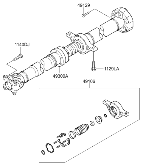 2009 Hyundai Santa Fe New Body Style Drive Shaft-Front Diagram 3