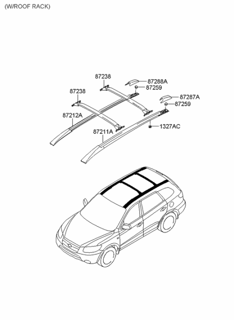 2009 Hyundai Santa Fe Rack Assembly-Roof LH Diagram for 87270-0W100-V3E