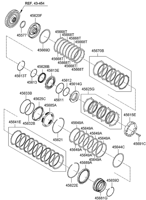 2009 Hyundai Santa Fe New Body Style Transaxle Brake-Auto Diagram