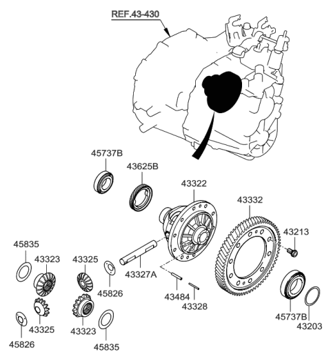 2009 Hyundai Santa Fe New Body Style Transaxle Gear-Manual Diagram 2