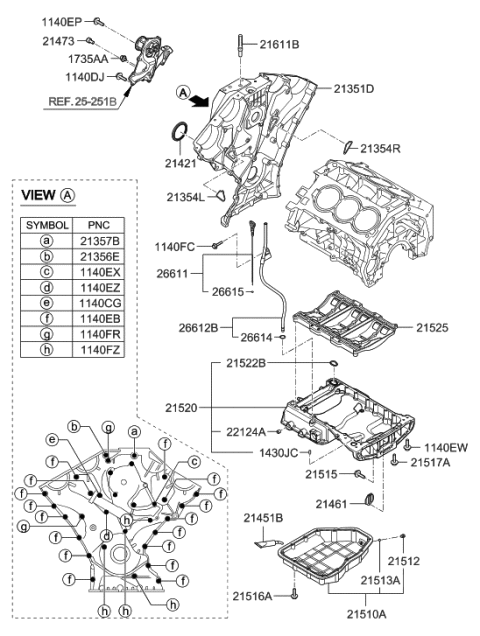 2009 Hyundai Santa Fe New Body Style Belt Cover & Oil Pan Diagram 2