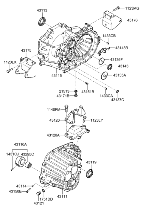 2010 Hyundai Santa Fe Bracket-Roll Support,Front Diagram for 43175-24200