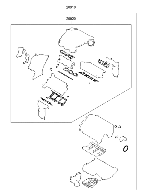 2009 Hyundai Santa Fe Engine Gasket Kit Diagram 2