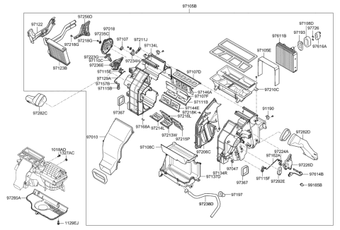 2009 Hyundai Santa Fe New Body Style Heater System-Heater & Blower Diagram 1
