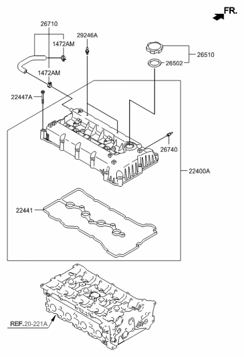 2009 Hyundai Santa Fe New Body Style Rocker Cover Diagram 1
