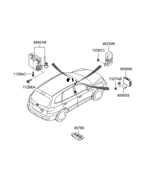 2010 Hyundai Santa Fe Brake Control Module Unit Assembly Diagram for 95400-0W150