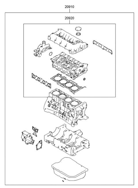 2010 Hyundai Santa Fe Gasket Kit-Engine Overhaul Upper Diagram for 20920-2GM02