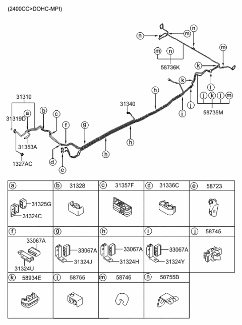 2010 Hyundai Santa Fe Clip-Fuel Tube Diagram for 31675-0W000