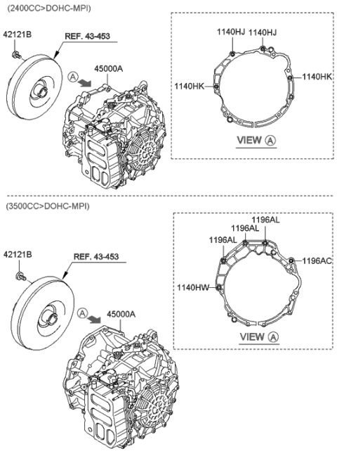 2010 Hyundai Santa Fe Transaxle Assy-Auto Diagram