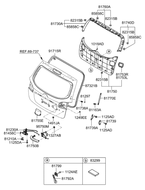 2009 Hyundai Santa Fe New Body Style Tail Gate Trim Diagram