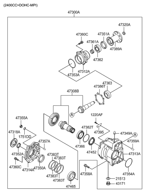 2009 Hyundai Santa Fe Transfer Assy Diagram 1