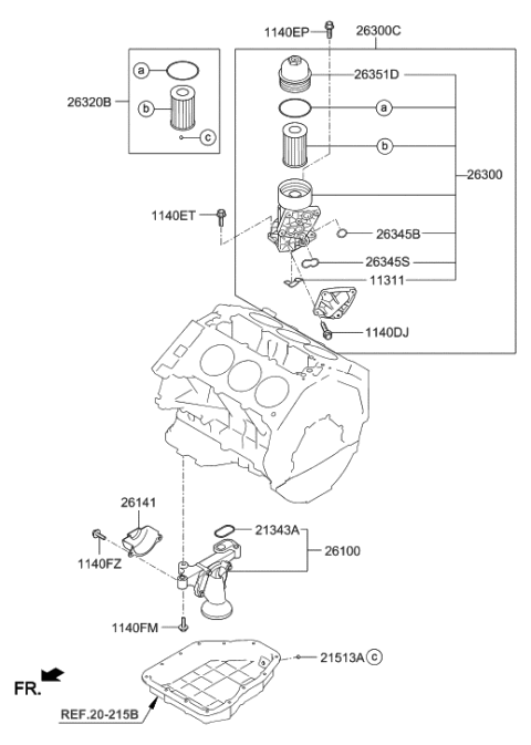 2010 Hyundai Santa Fe Bolt Assembly Diagram for 21390-2G010