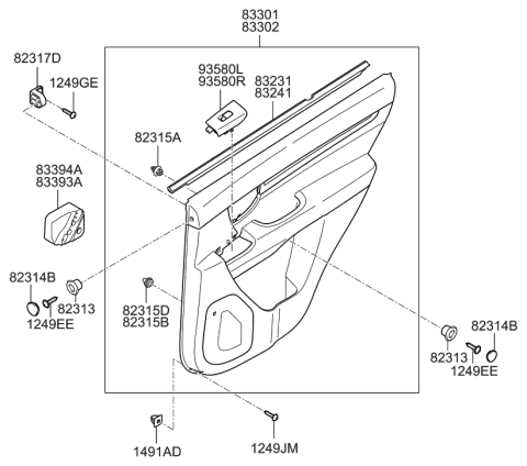 2009 Hyundai Santa Fe Rear Door Trim Diagram