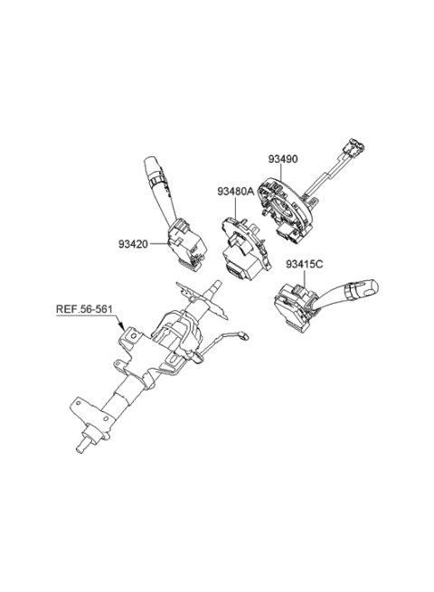 2010 Hyundai Santa Fe Switch Assembly-Wiper & Washer Diagram for 93420-0W001-CA