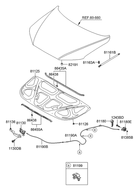 2009 Hyundai Santa Fe Hood Trim Diagram