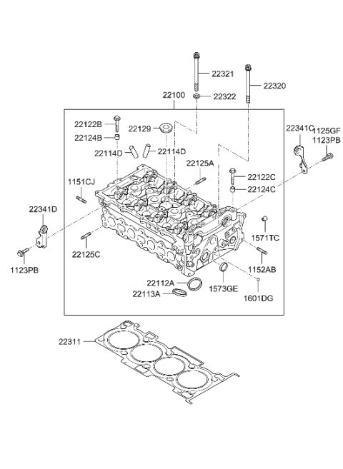 2009 Hyundai Santa Fe New Body Style Cylinder Head Diagram 1