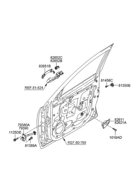 82621-2B000-SH Genuine Hyundai Housing-Door Inside Handle RH