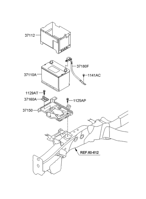 2009 Hyundai Santa Fe Battery Sensor Assembly Diagram for 37180-2B000