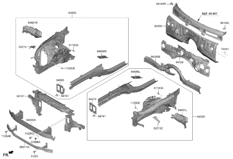 2023 Hyundai Genesis G80 Fender Apron & Radiator Support Panel Diagram