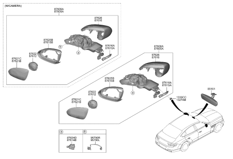 2006 Hyundai Azera G/HOLDER ASSY-O/S RR VIEW,RH Diagram for 87621-JI400
