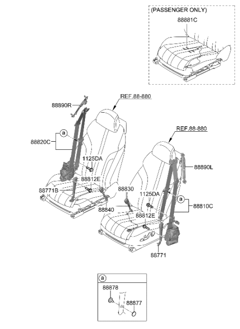 2023 Hyundai Genesis G80 Bolt-Seat Belt Anchor Mounting Diagram for 88812-B1000
