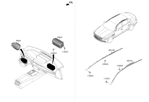 2021 Hyundai Genesis G80 MODULE ASSY-STRG WHEEL AIR BAG Diagram for 80100-T1300-IDG