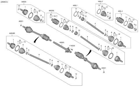 2022 Hyundai Genesis G80 Drive Shaft (Front) Diagram 1