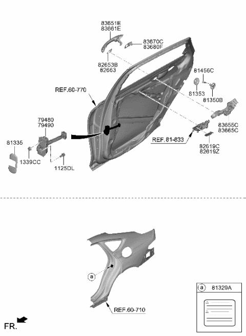 2021 Hyundai Genesis G80 CHECKER ASSY-REAR DOOR,RH Diagram for 77990-T1000