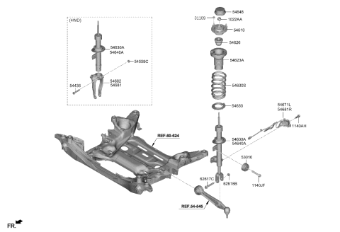 2022 Hyundai Genesis G80 Front Spring & Strut Diagram