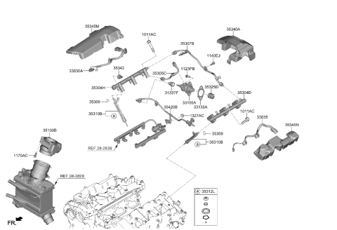 2023 Hyundai Genesis G80 FUEL RAIL,LH Diagram for 35304-3NTB0