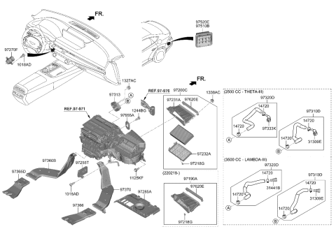 2021 Hyundai Genesis G80 Heater System-Duct & Hose Diagram