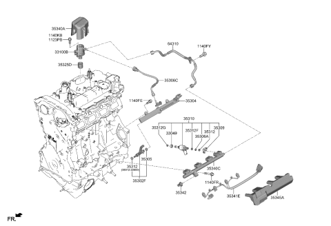 2021 Hyundai Genesis G80 Throttle Body & Injector Diagram 1