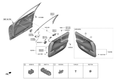 2022 Hyundai Genesis G80 Front Door Trim Diagram