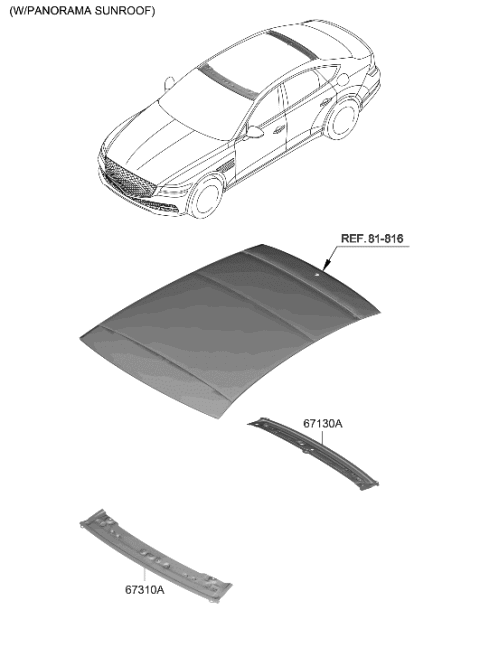 2021 Hyundai Genesis G80 Roof Panel Diagram 2