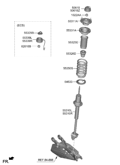 2021 Hyundai Genesis G80 CAP & WIRE ASSY-RR SHOCK ABSOR Diagram for 55339-T1050