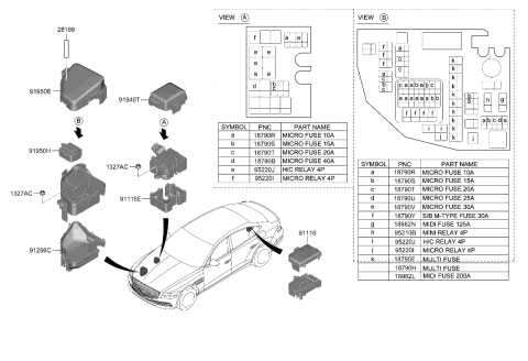 2006 Hyundai Azera Midifuse-200 Diagram for 18790-04945