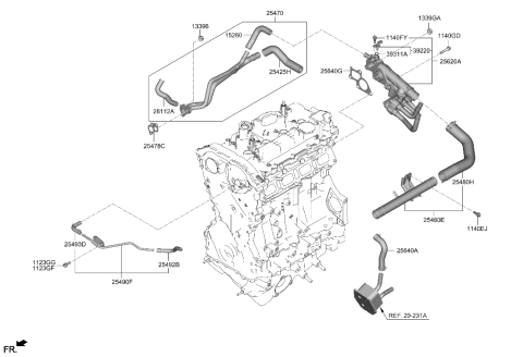 2022 Hyundai Genesis G80 Coolant Pipe & Hose Diagram 1