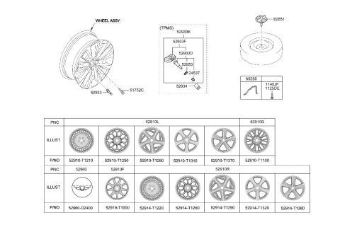 2021 Hyundai Genesis G80 Wheel & Cap Diagram
