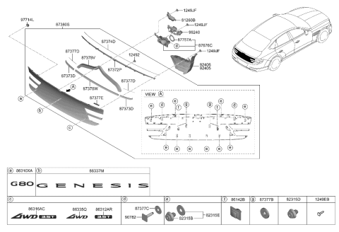 2023 Hyundai Genesis G80 Back Panel Moulding Diagram